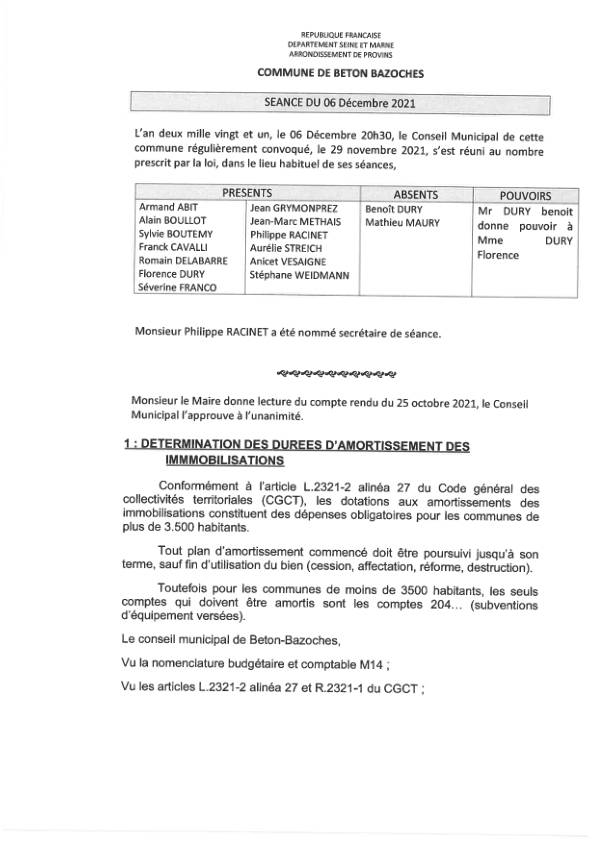 Compte rendu du 06/12/21
