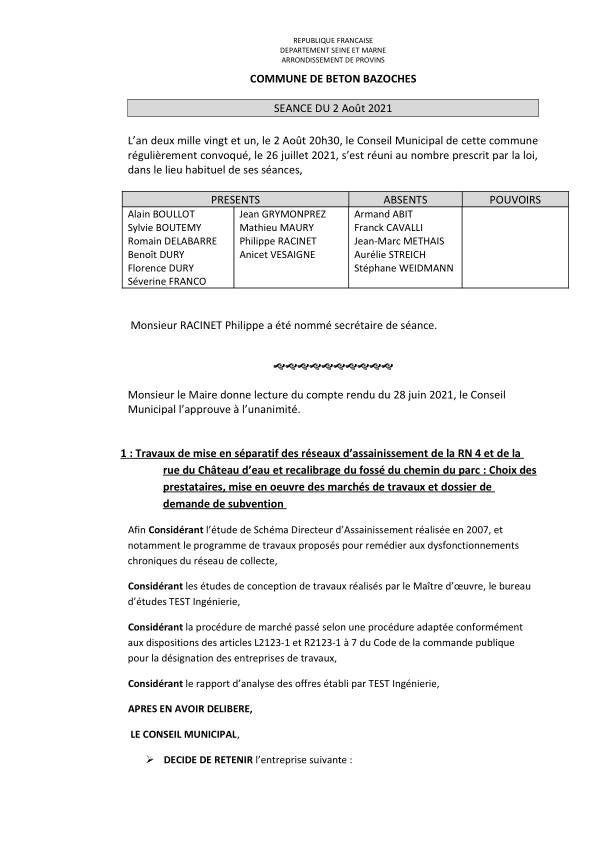 compte rendu 02/08/2021